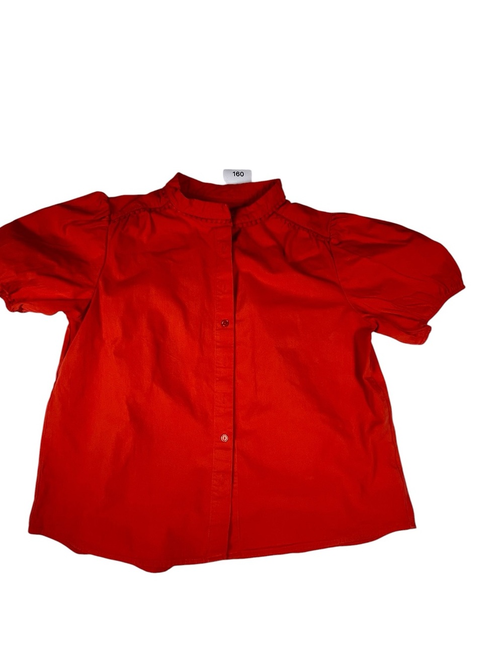 Tankaneo Womens Puff Sleeve Button Down Shirts Cotton Pleated Loose Fit Top size